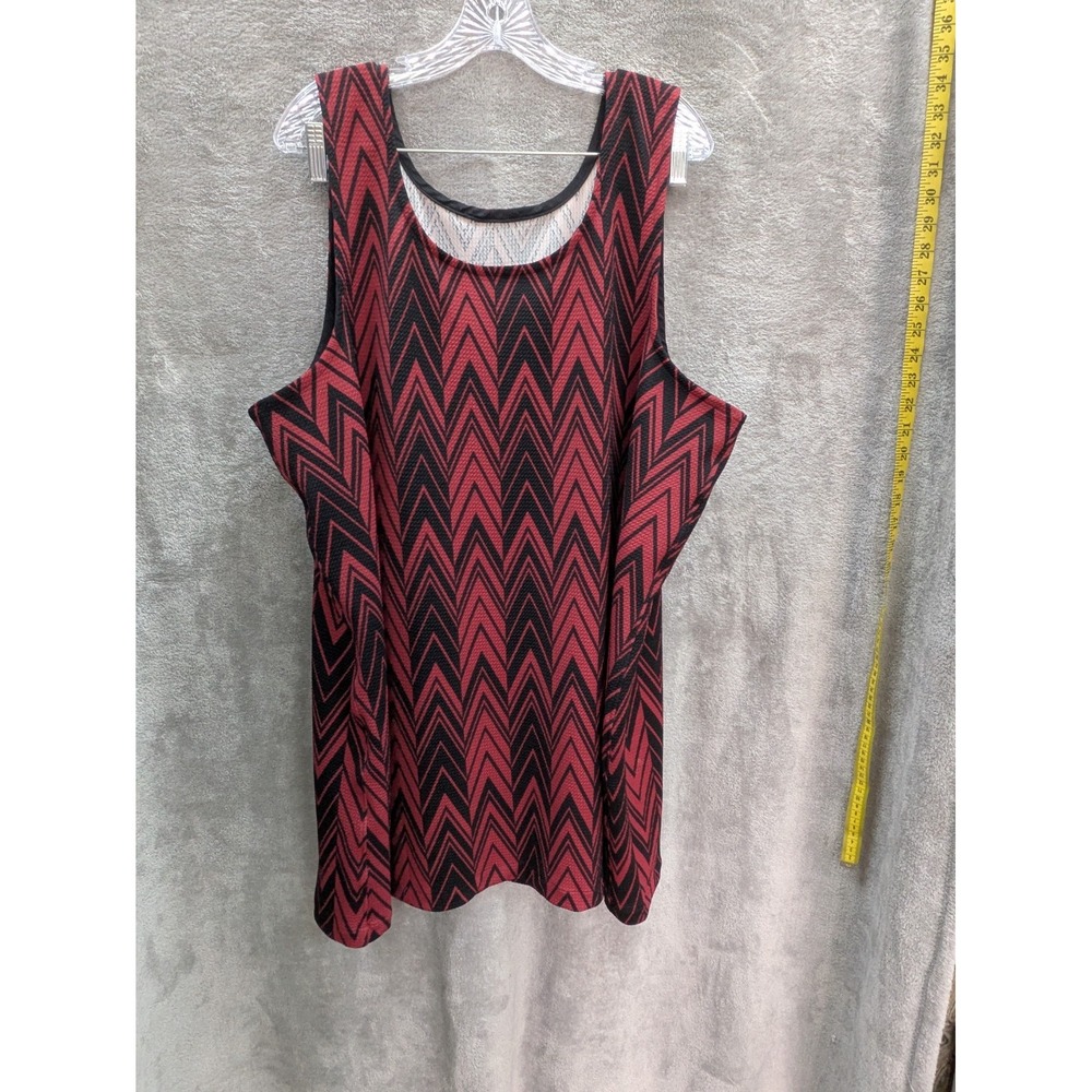 Womens Plus Size 3X‎ Est Sleeveless Tunic Top Red Chevron Stripes Casual Stretch